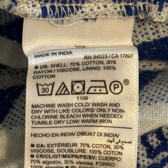 Old Navy V-Neck Swing Dress Womens Size 3X Blue White Jacquard Aztec Boho Mini - Picture 7 of 8